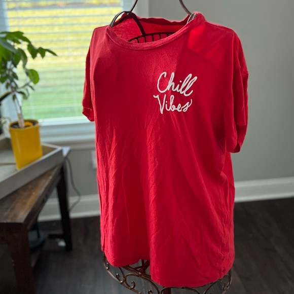 PINK Victoria’s Secret Red Chill Vibes Shirt Medium - Picture 3 of 11